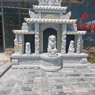庆阳芝麻白中国黑石材套墓 花岗岩墓碑