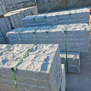 庆阳芝麻白自然面整石 坐凳